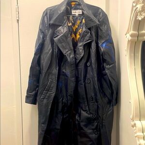 Anna Scholz Leather trench coat with blue star accents